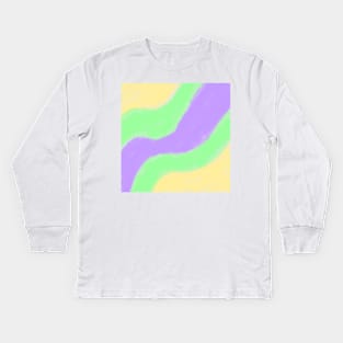 Yellow purple green watercolor art design Kids Long Sleeve T-Shirt